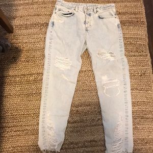 Zara High waisted, ripped jeans